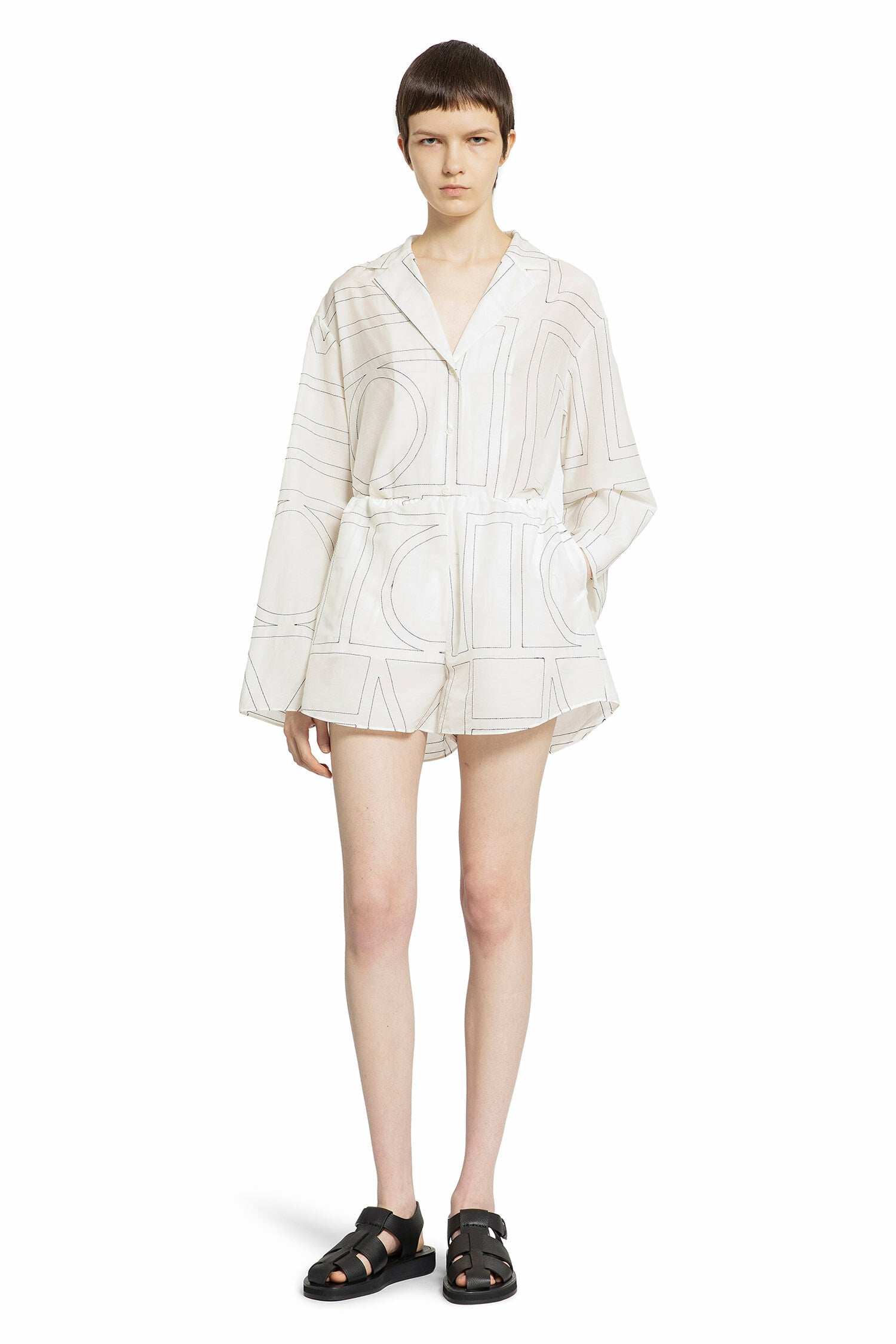 TOTEME Monogram Cotton PJ Top woman