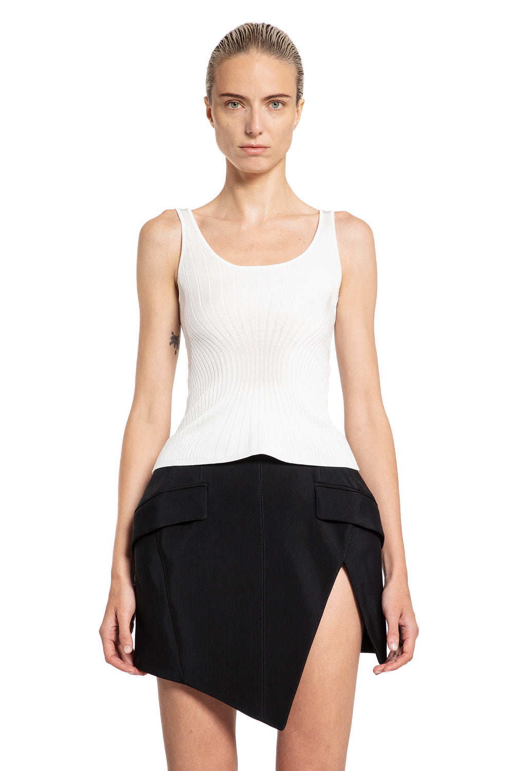 MUGLER WOMAN WHITE T-SHIRTS & TANK TOPS