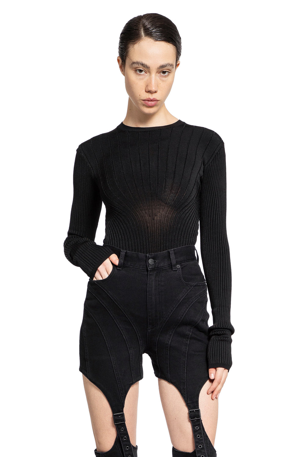 MUGLER WOMAN BLACK TOPS