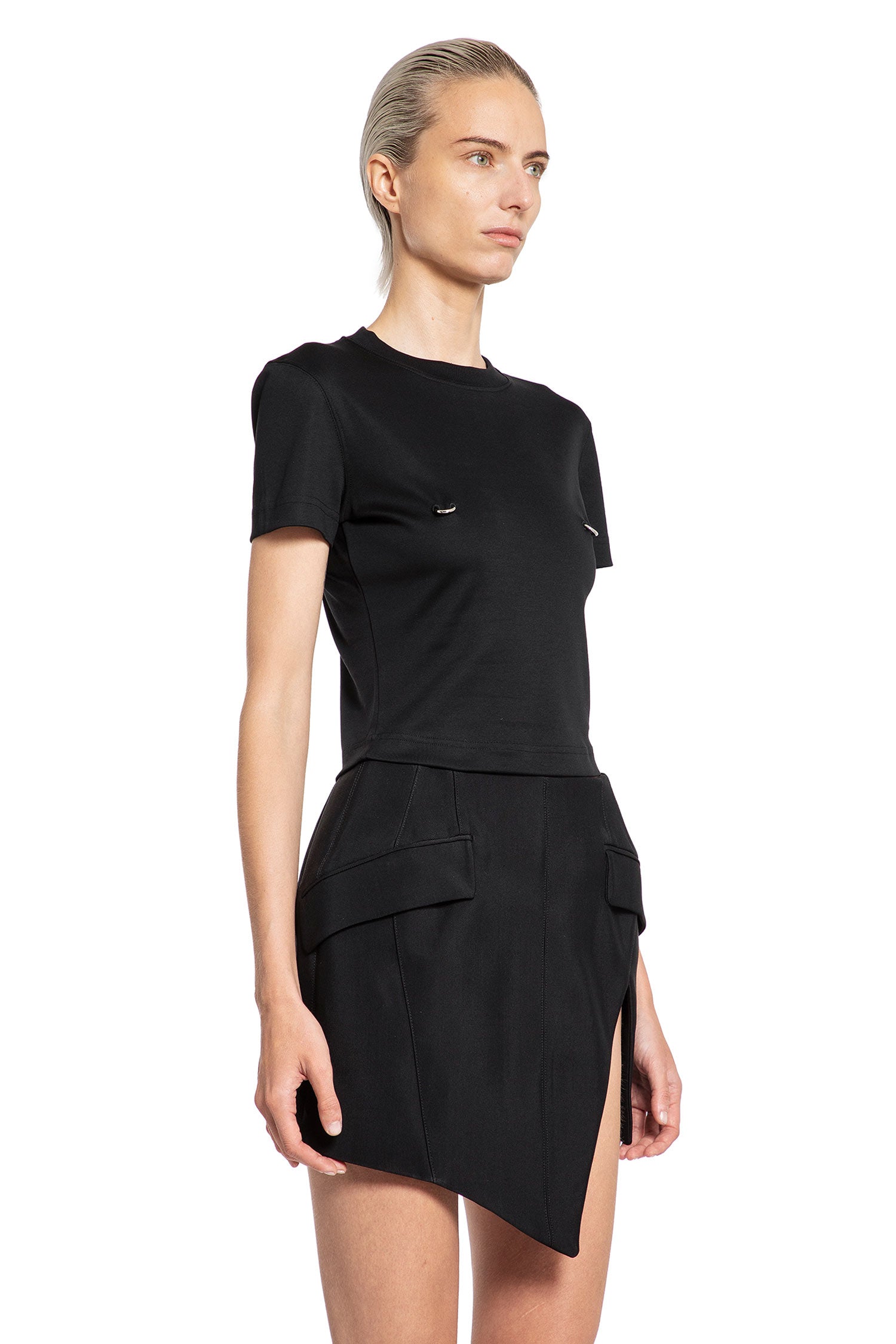 MUGLER WOMAN BLACK T-SHIRTS & TANK TOPS