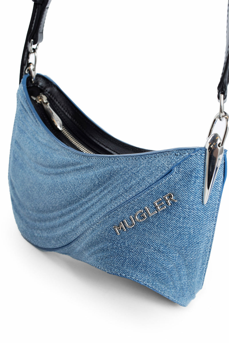 MUGLER WOMAN BLUE SHOULDER BAGS