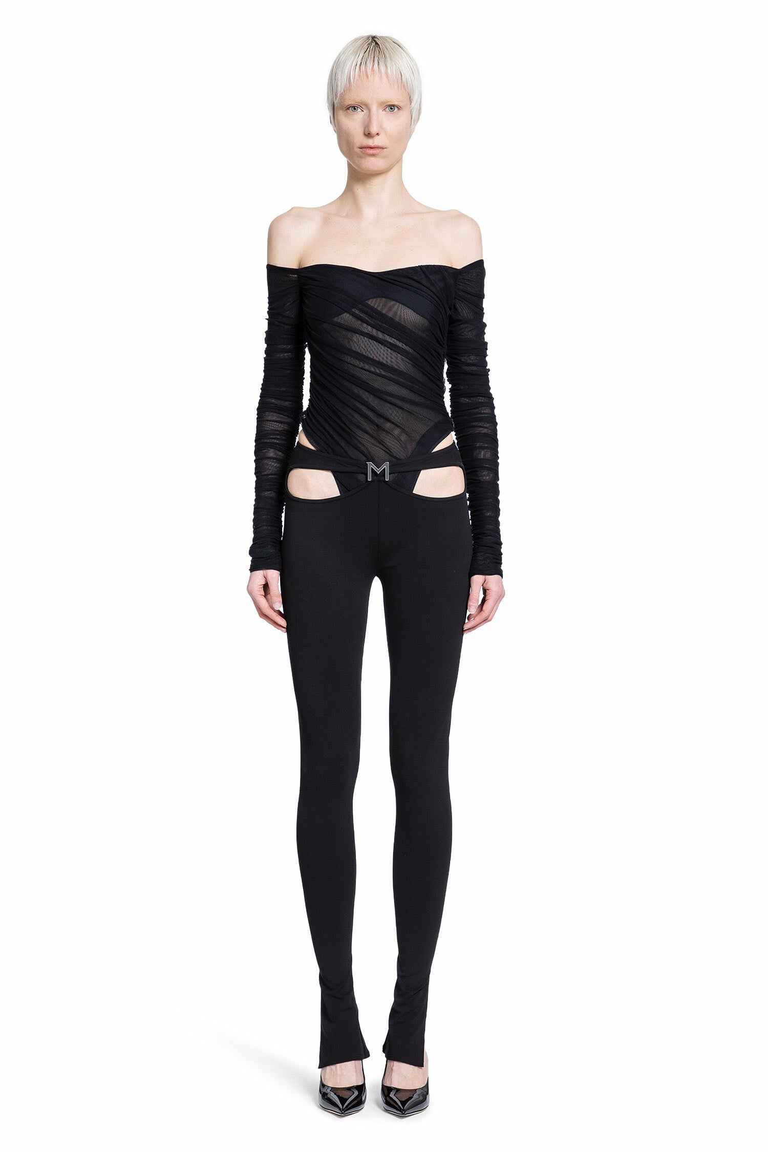 MUGLER WOMAN BLACK BODYSUITS