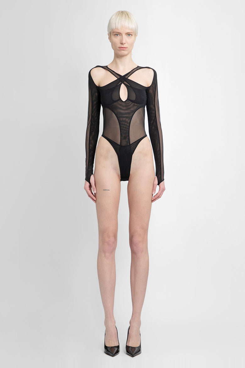 MUGLER WOMAN BLACK BODYSUITS