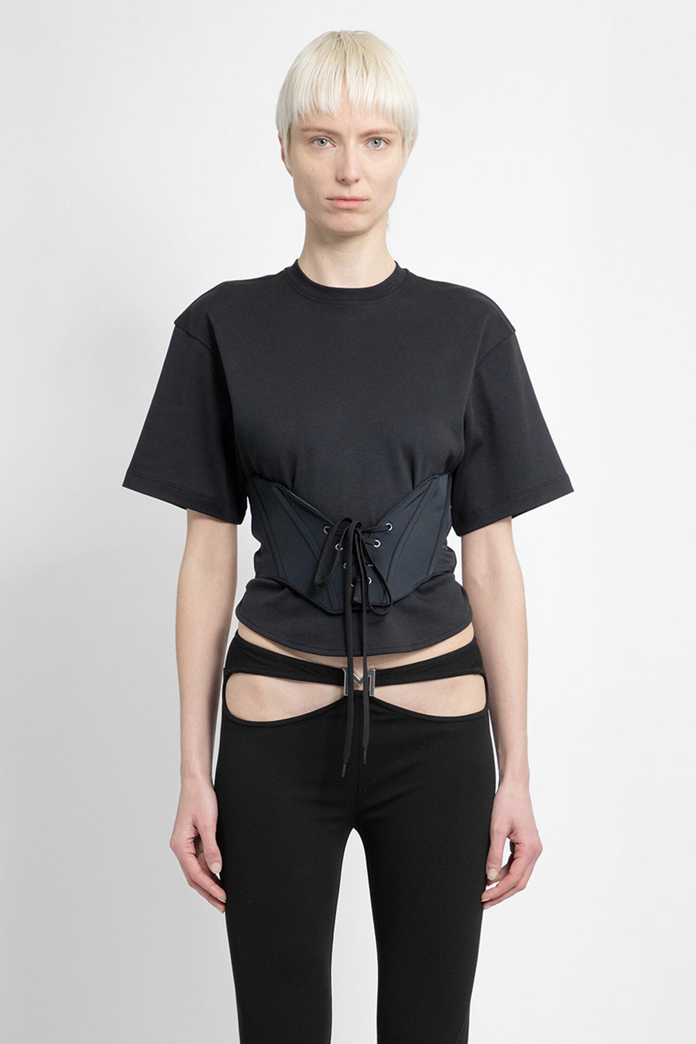 MUGLER WOMAN BLACK T-SHIRTS & TANK TOPS