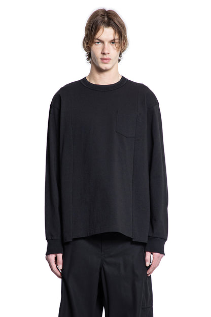 SACAI MAN BLACK T-SHIRTS & TANK TOPS