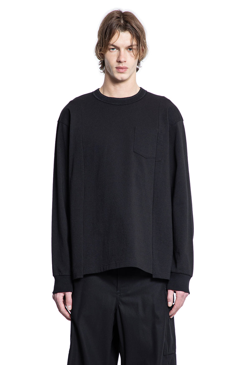 SACAI MAN BLACK T-SHIRTS & TANK TOPS