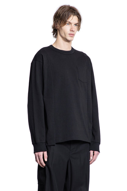 SACAI MAN BLACK T-SHIRTS & TANK TOPS