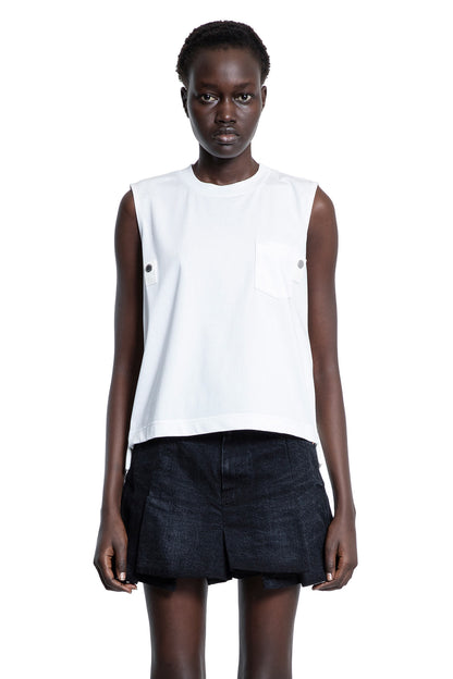 SACAI WOMAN WHITE T-SHIRTS & TANK TOPS