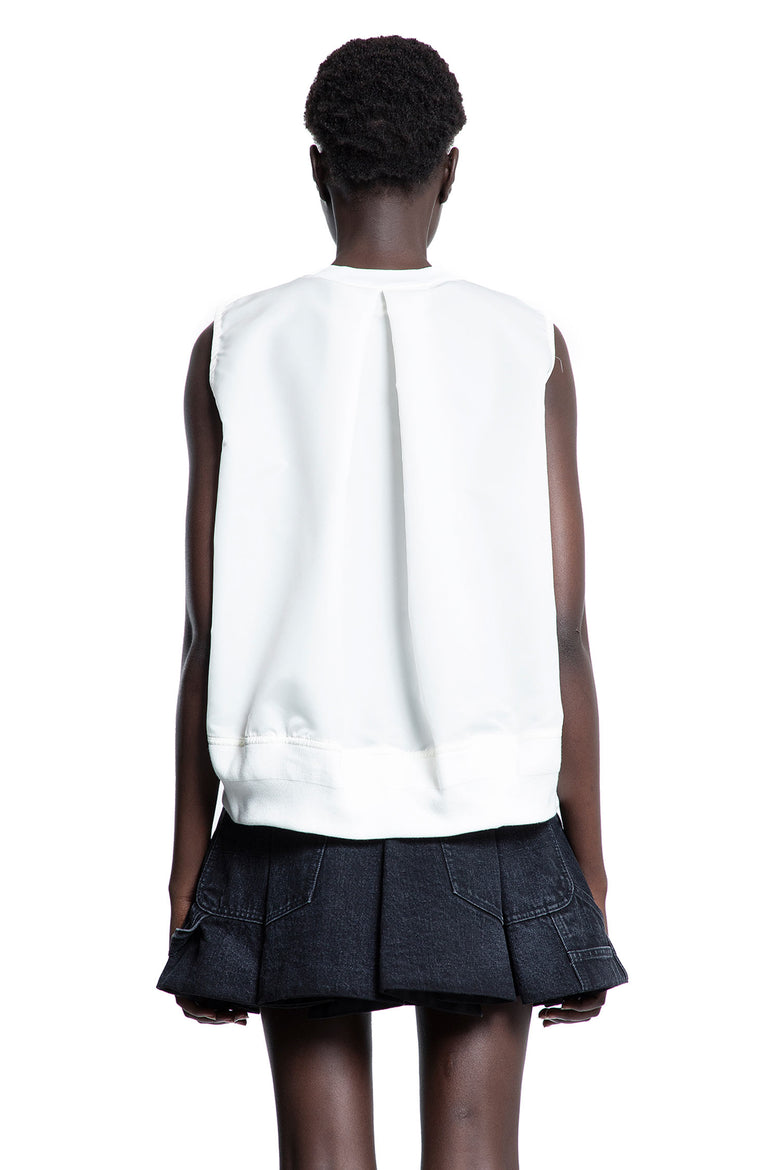 SACAI WOMAN WHITE T-SHIRTS & TANK TOPS