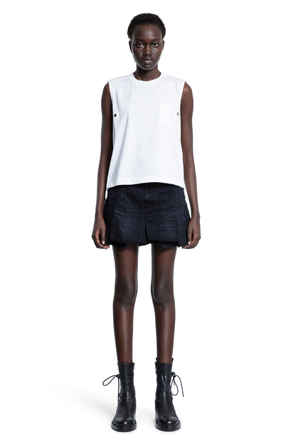 SACAI WOMAN WHITE T-SHIRTS & TANK TOPS