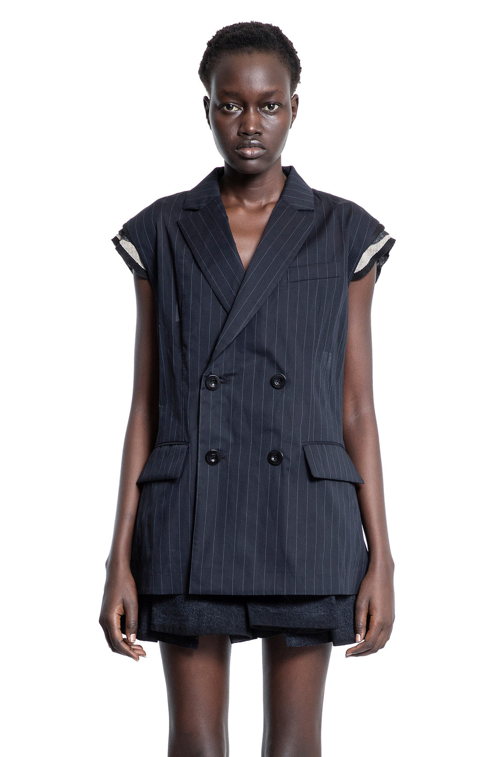 SACAI WOMAN BLACK VESTS