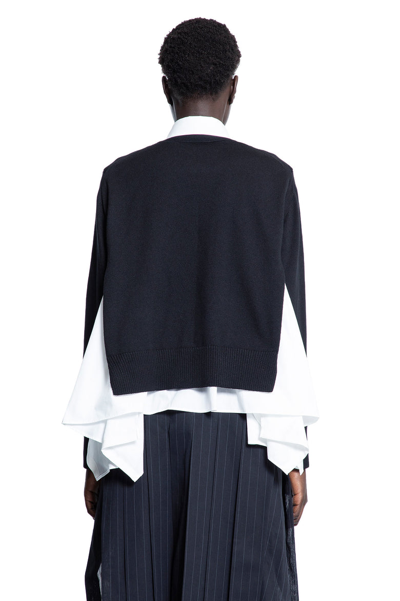 SACAI WOMAN BLACK&WHITE KNITWEAR