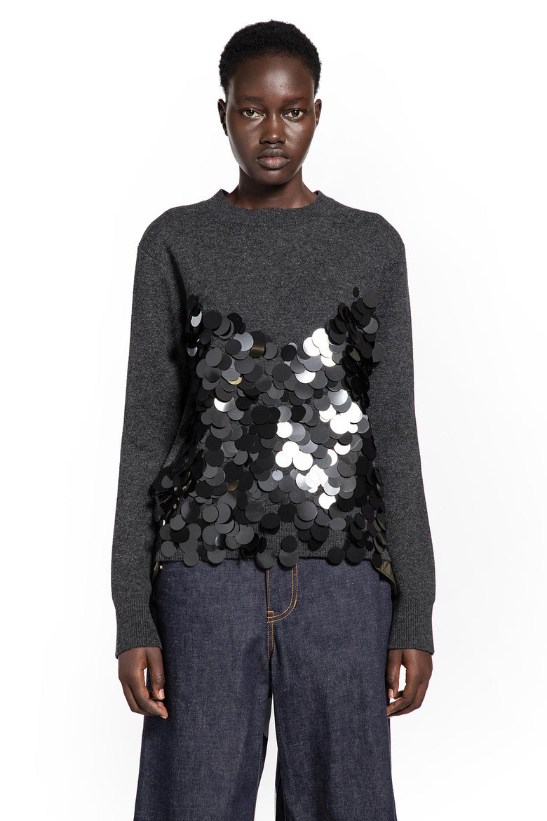 Sequin Embroidery x Wool Knit Pullover