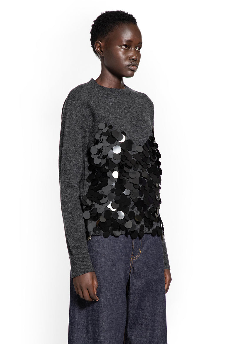 Sequin Embroidery x Wool Knit Pullover