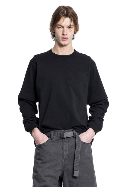 SACAI MAN BLACK T-SHIRTS & TANK TOPS