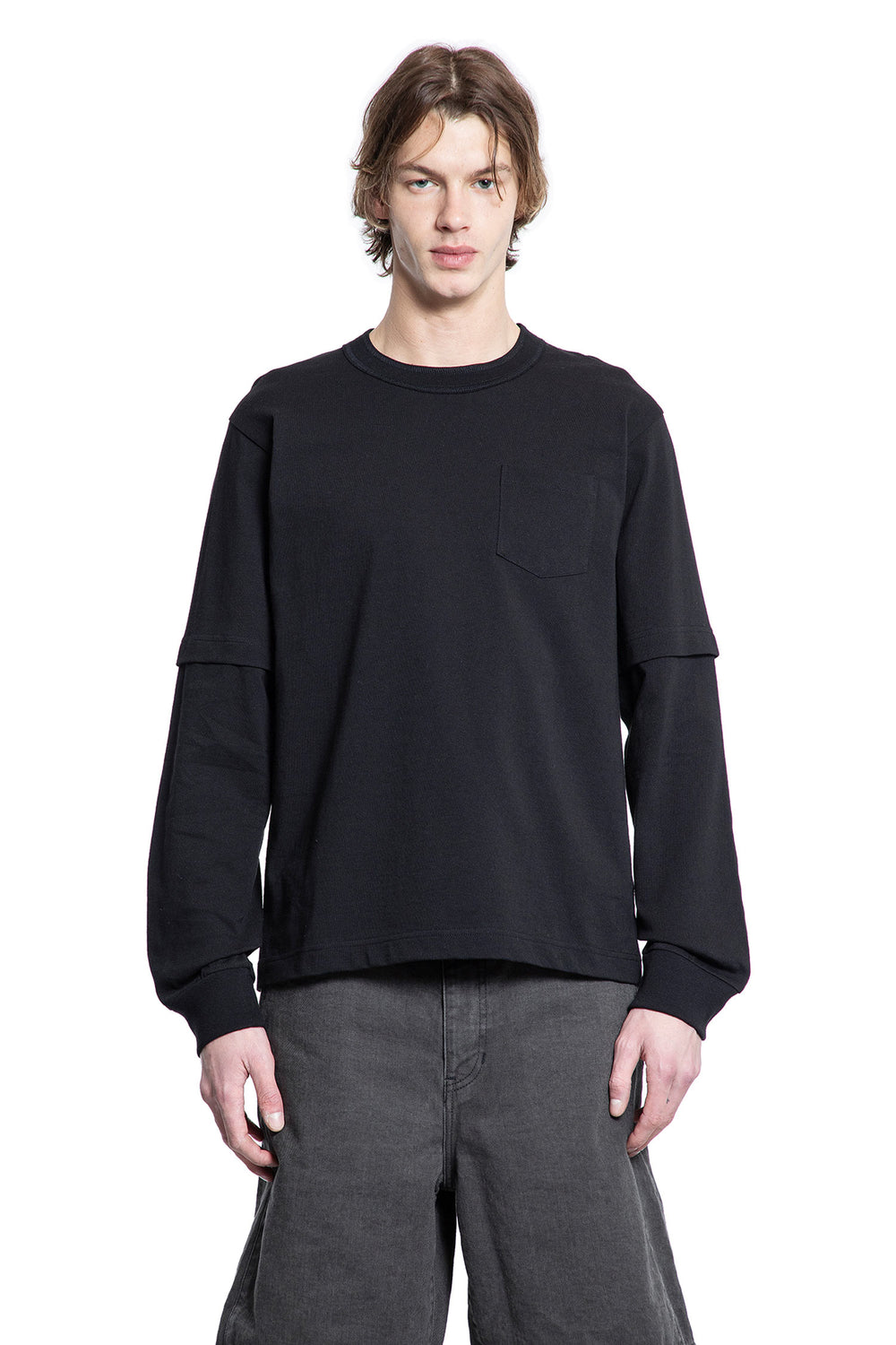 SACAI MAN BLACK T-SHIRTS & TANK TOPS