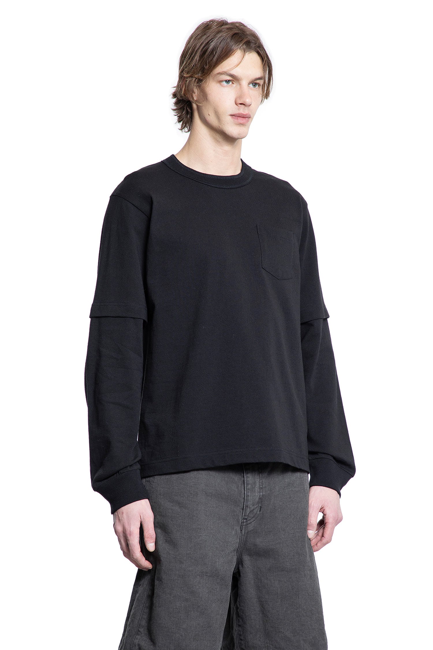 SACAI MAN BLACK T-SHIRTS & TANK TOPS