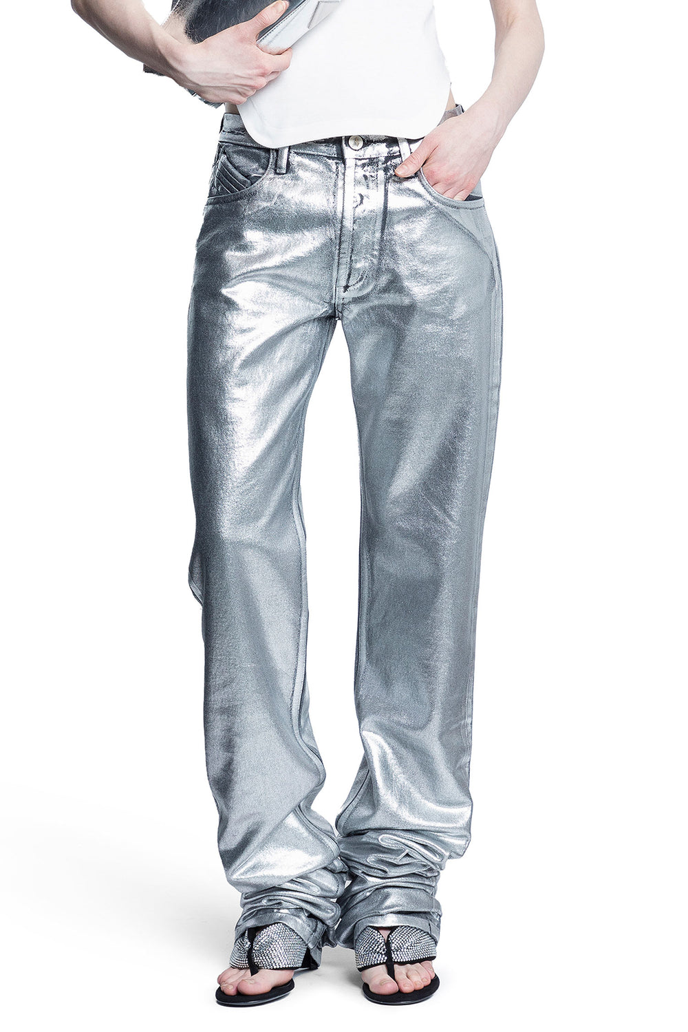 THE ATTICO WOMAN SILVER JEANS