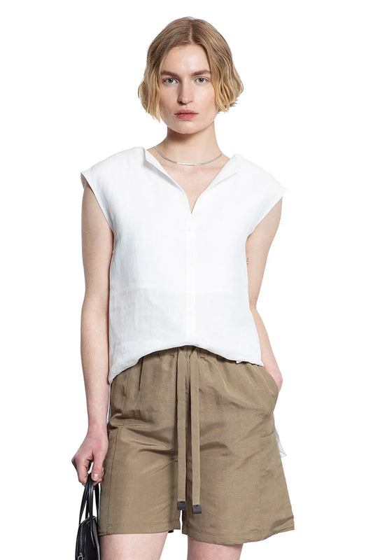 Sleeveless V-Neck Top in Linen - Antonioli.eu