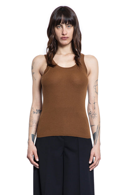 MAX MARA WOMAN BROWN T-SHIRTS & TANK TOPS