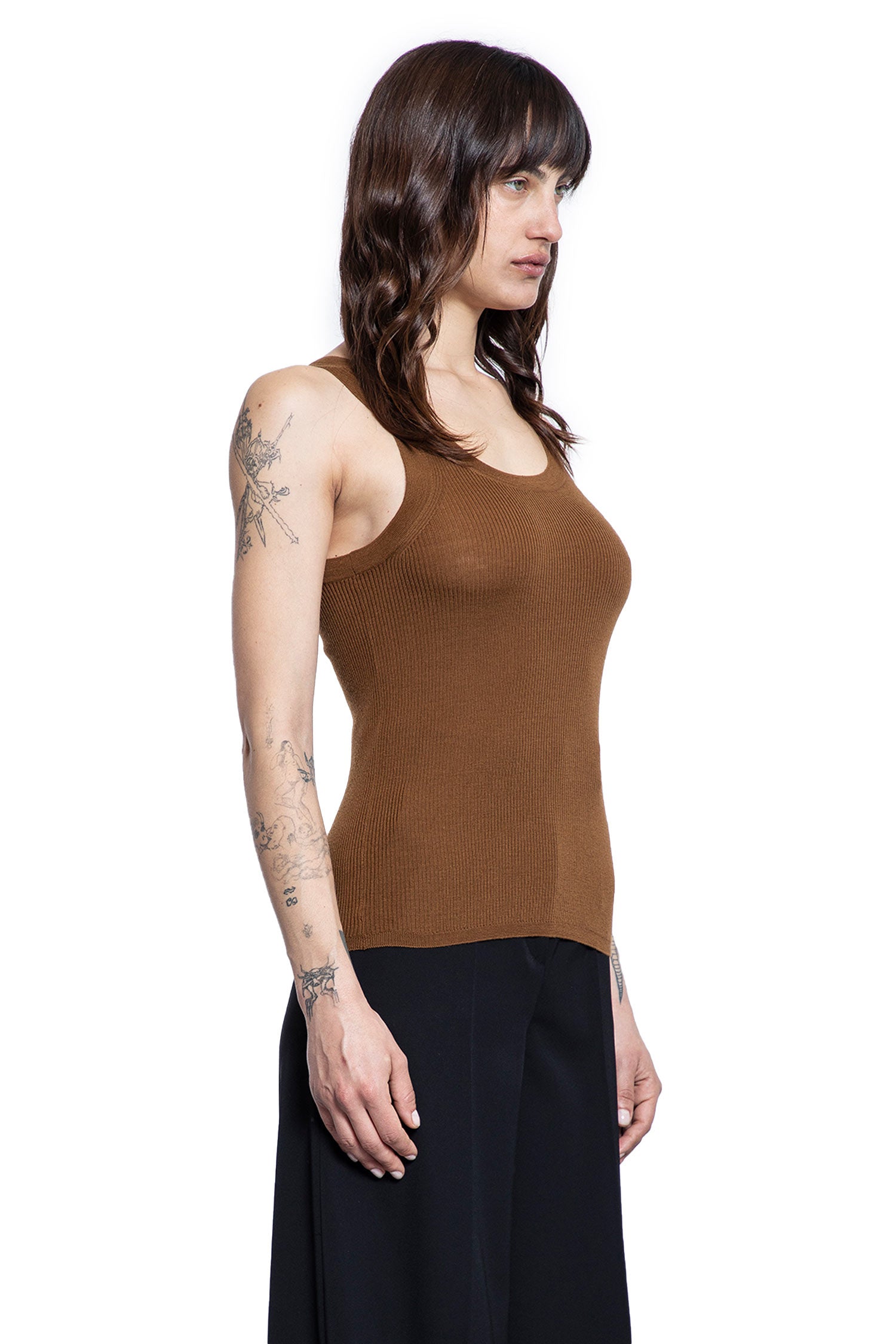 MAX MARA WOMAN BROWN T-SHIRTS & TANK TOPS