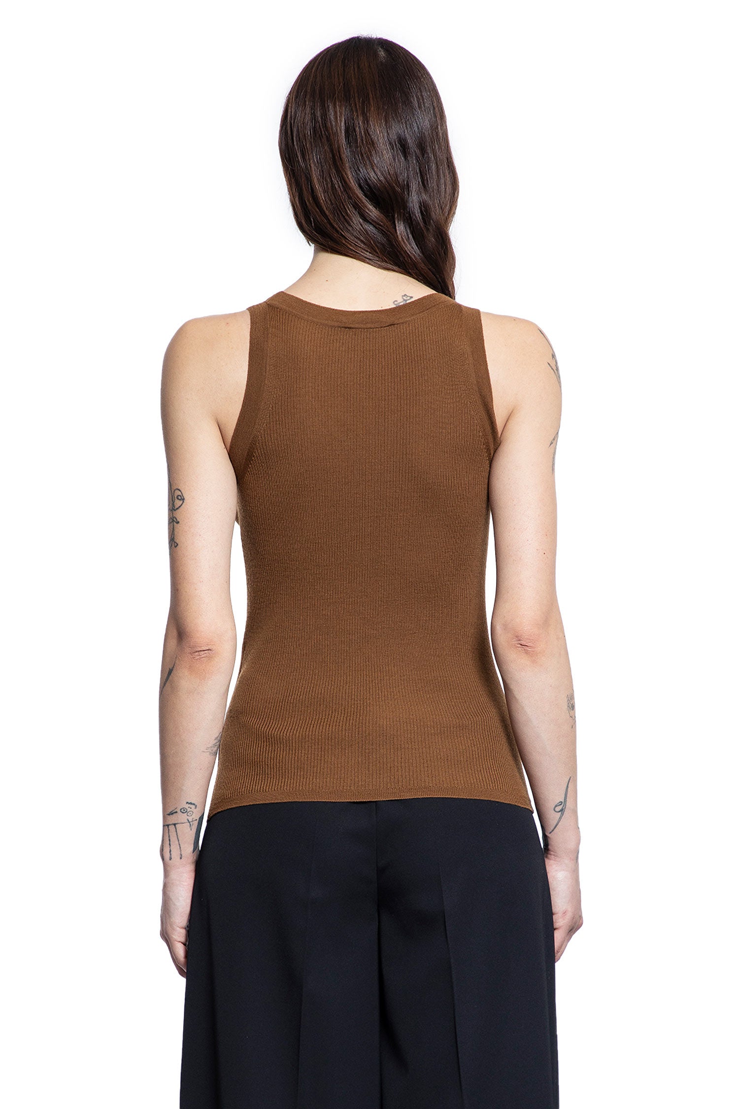 MAX MARA WOMAN BROWN T-SHIRTS & TANK TOPS