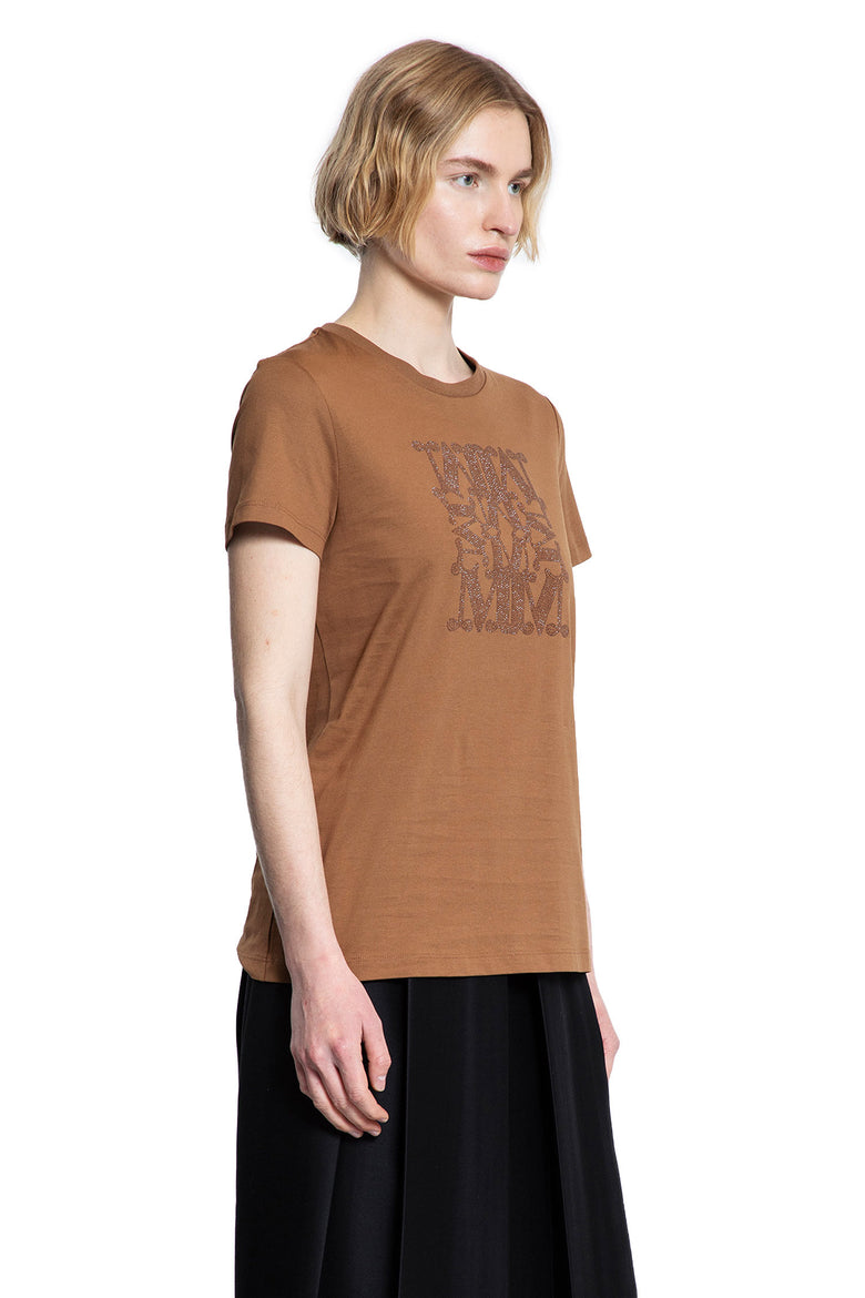 MAX MARA WOMAN BROWN T-SHIRTS & TANK TOPS