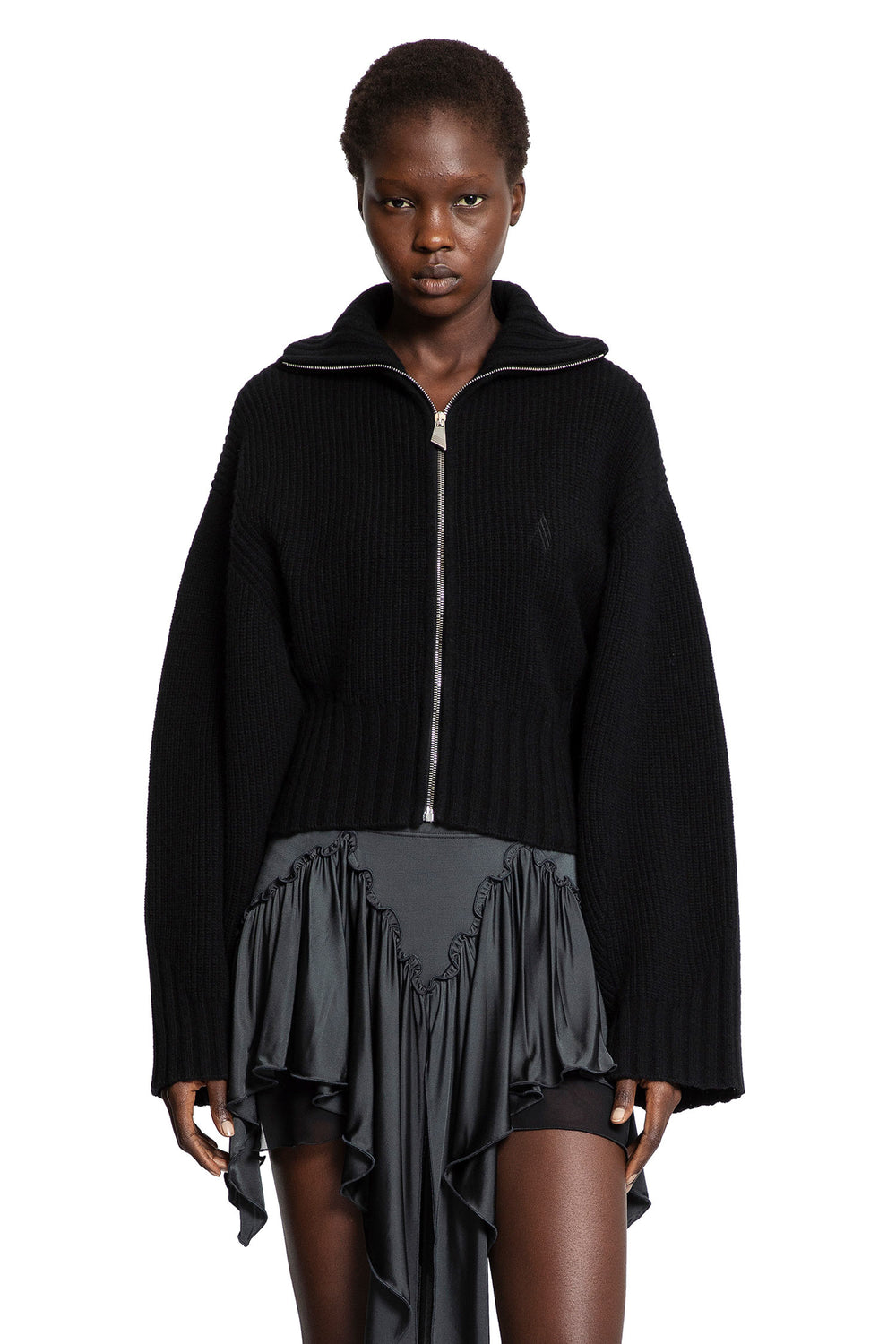 THE ATTICO Ribbed Wool Cashmere Cardigan woman
