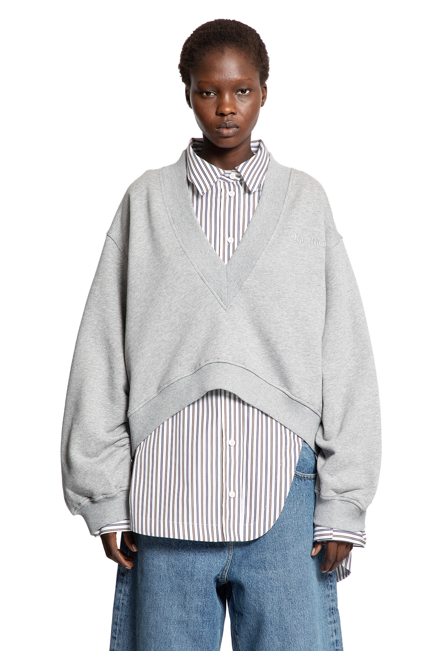 Sweat-shirt à col en V oversize 