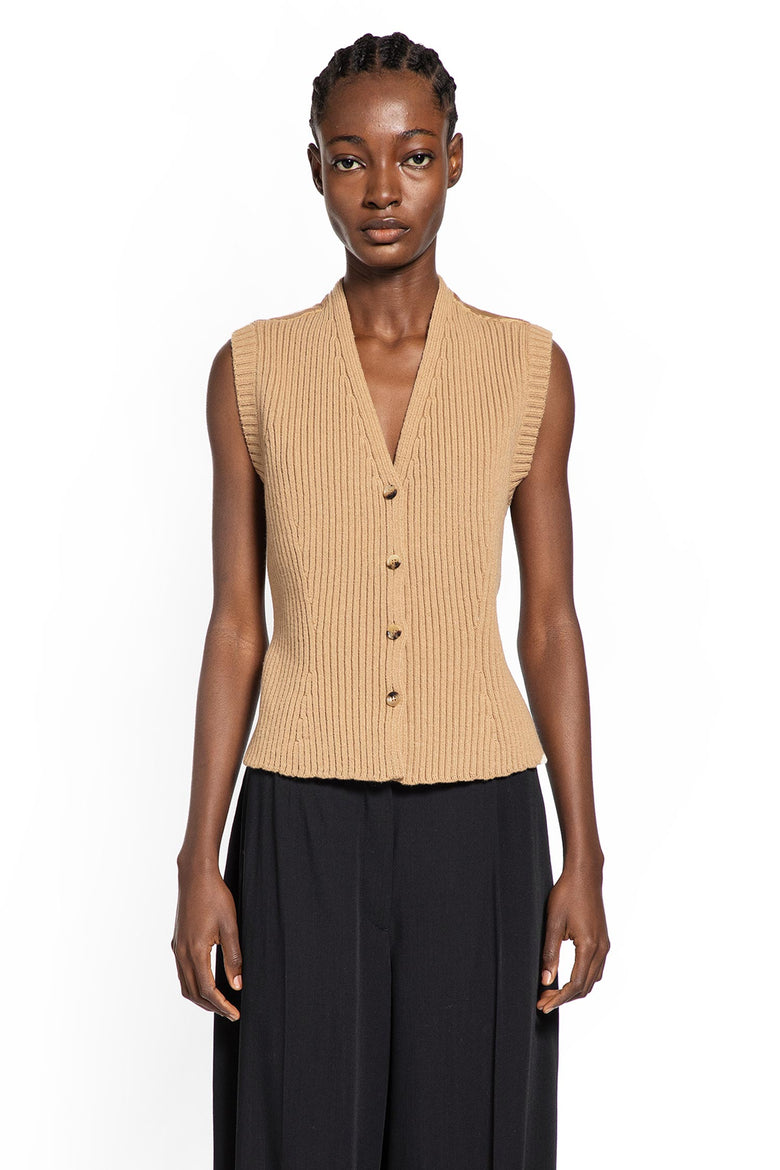 MAX MARA WOMAN BEIGE VESTS