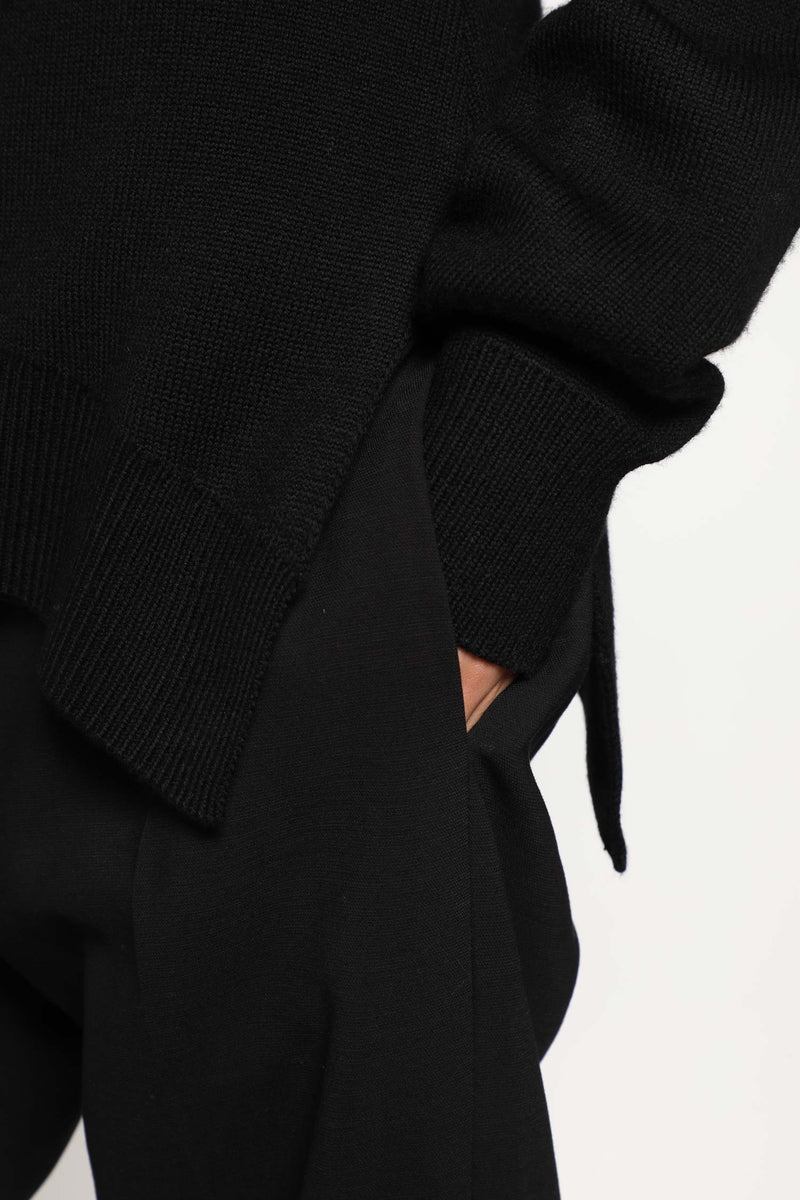 Wool Double Knit Turtleneck Top