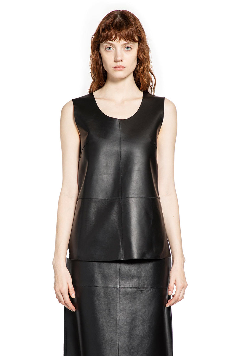Panelled Leather Tank Top - Antonioli.eu