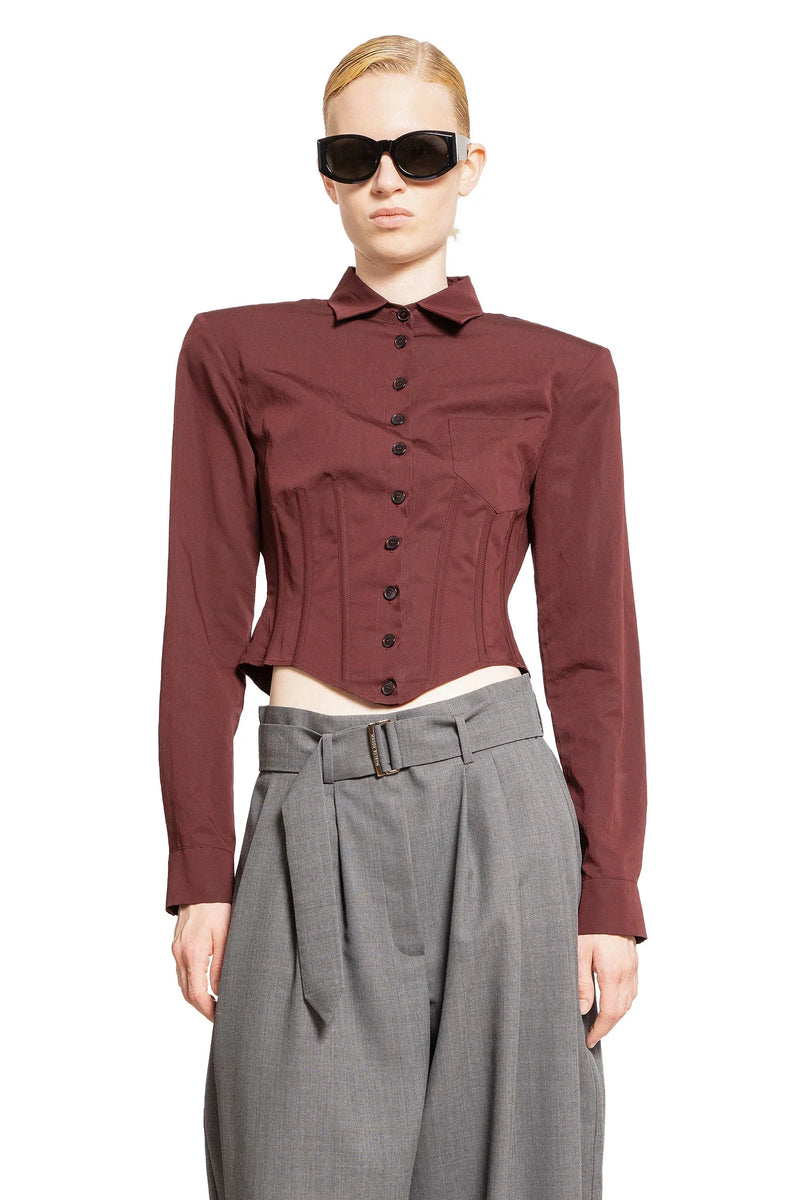 Cropped Corset Shirt in Cotton Silk - Antonioli.eu