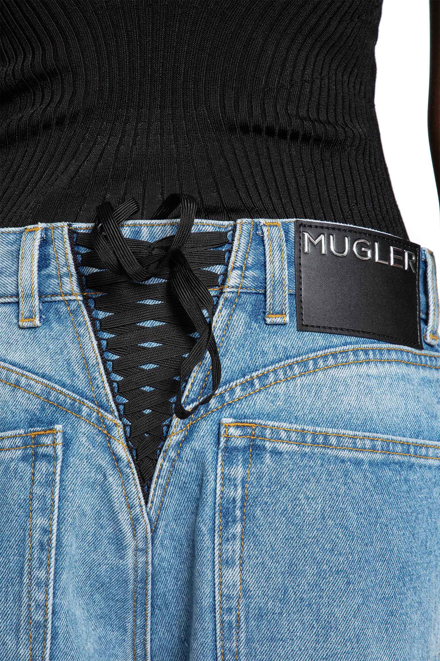 Laced-up Wide-Leg Jeans