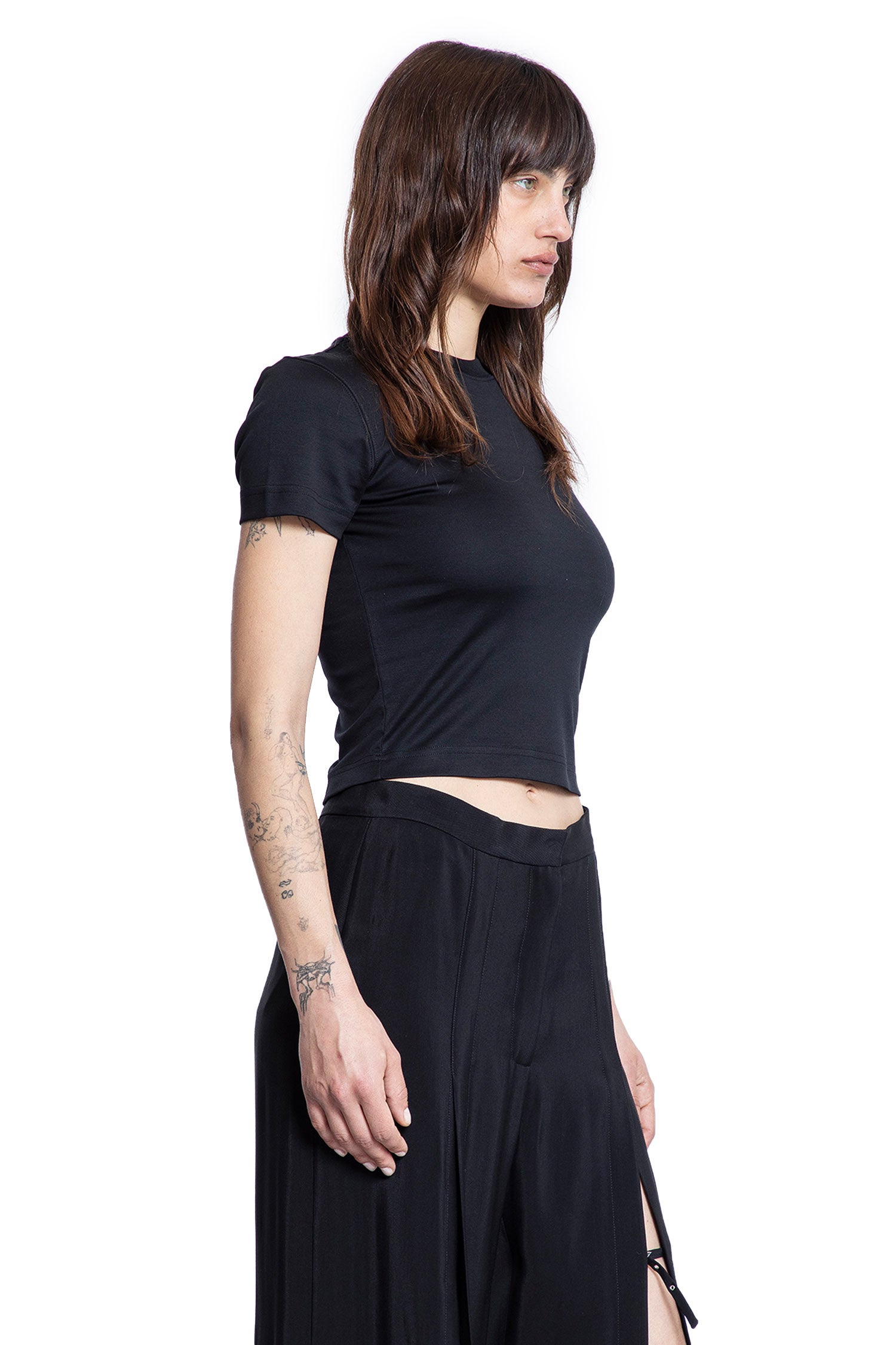 MUGLER WOMAN BLACK T-SHIRTS & TANK TOPS