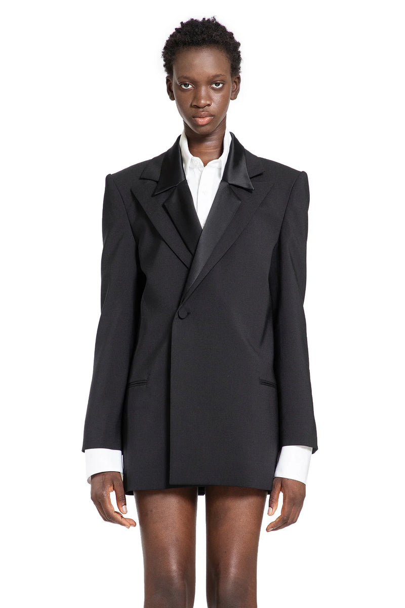 Satin and Wool Double-Breasted Blazer - Antonioli.eu