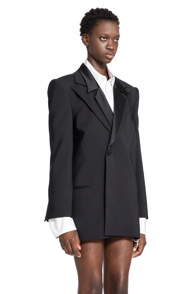 Satin and Wool Double-Breasted Blazer - Antonioli.eu