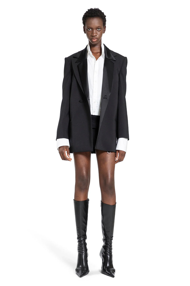 Satin and Wool Double-Breasted Blazer - Antonioli.eu