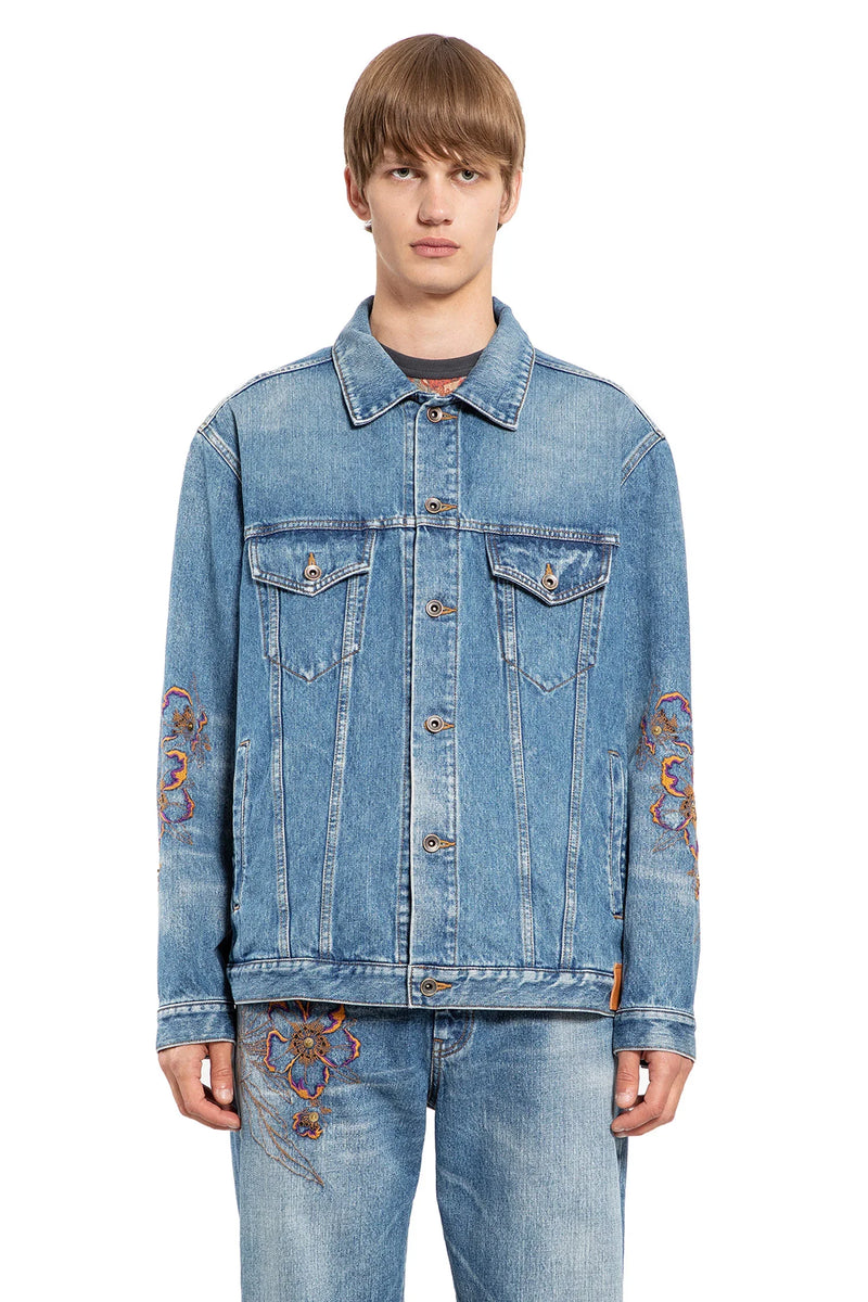 Embroidered Flowers Denim Jacket - Antonioli.eu