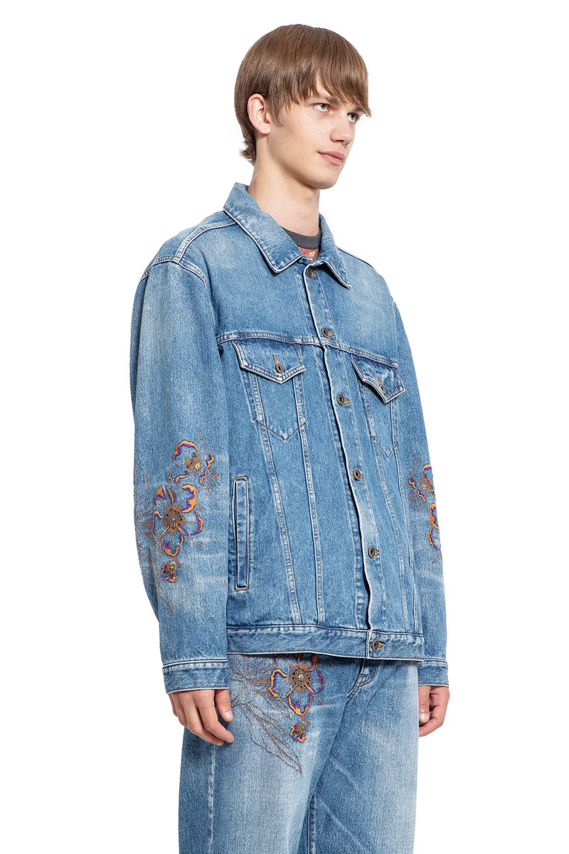 Embroidered Flowers Denim Jacket - Antonioli.eu