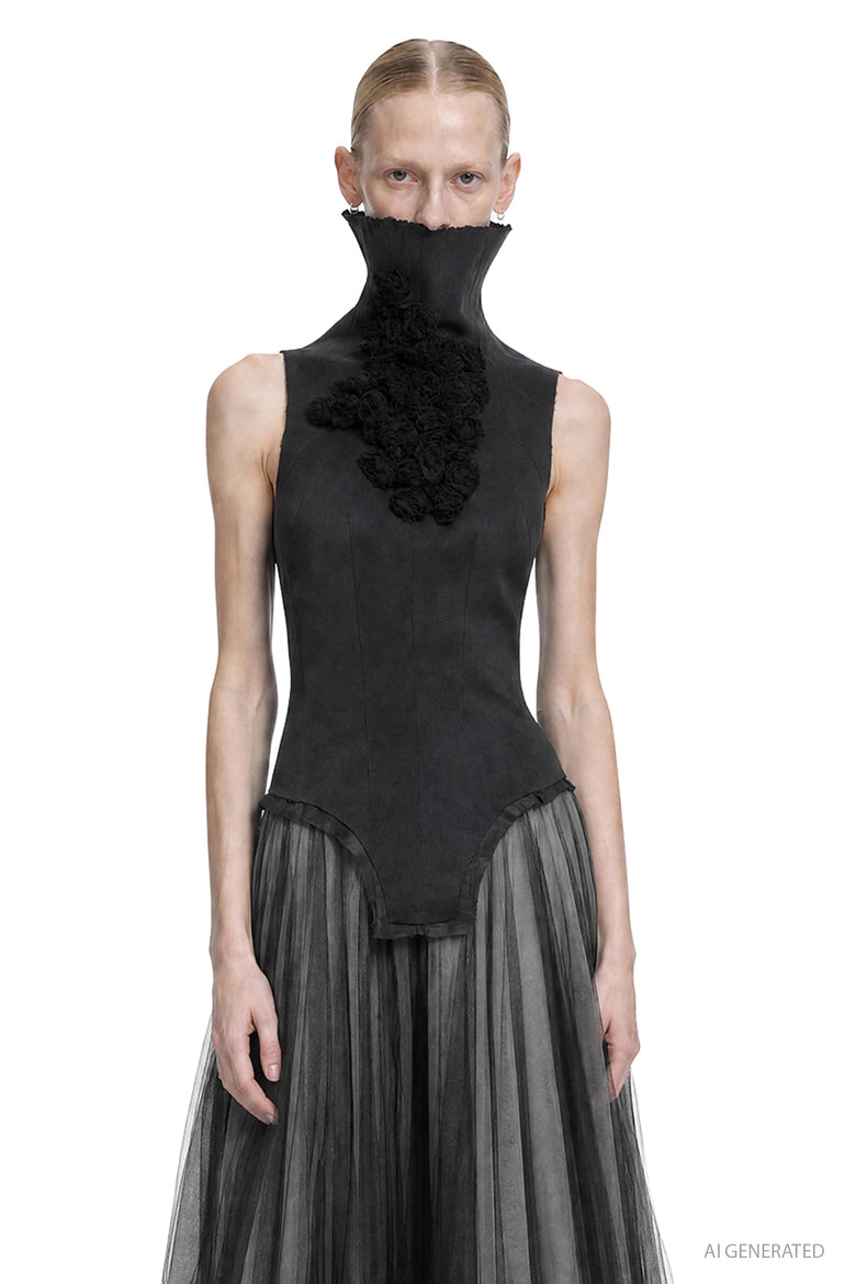 MARC LE BIHAN Turtleneck Corset Silk Top woman