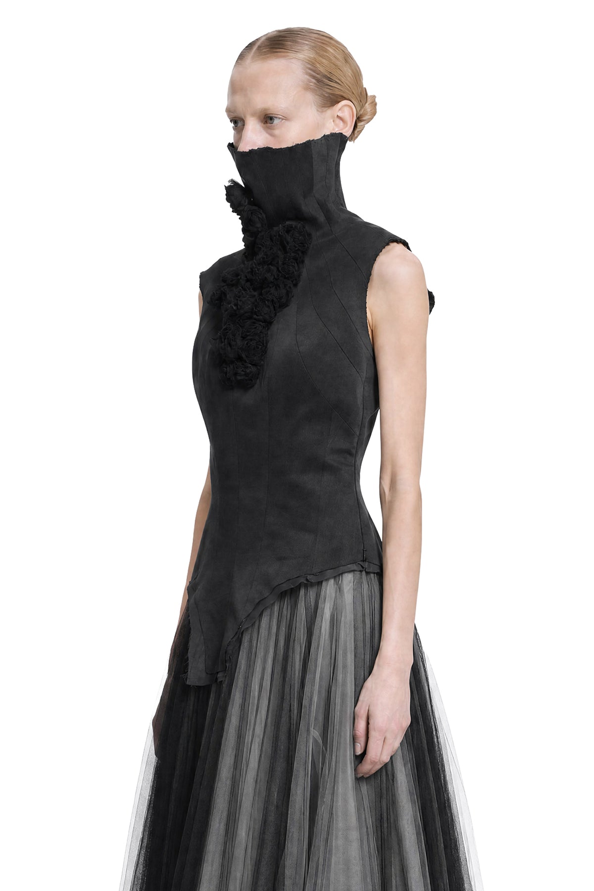 Turtleneck Corset Silk Top