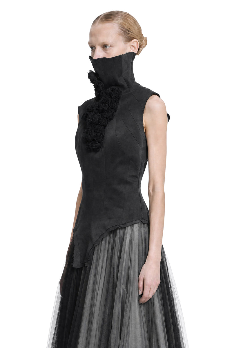 MARC LE BIHAN Turtleneck Corset Silk Top woman