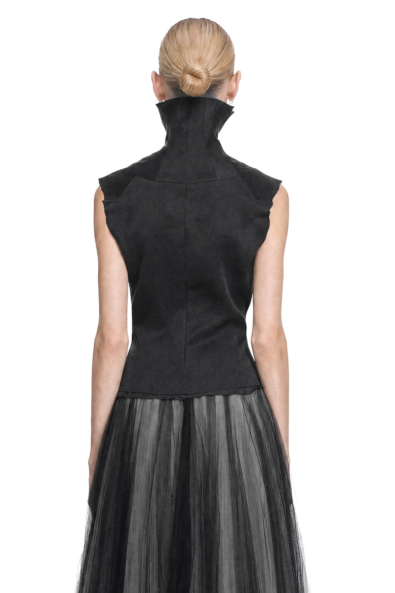 MARC LE BIHAN Turtleneck Corset Silk Top woman
