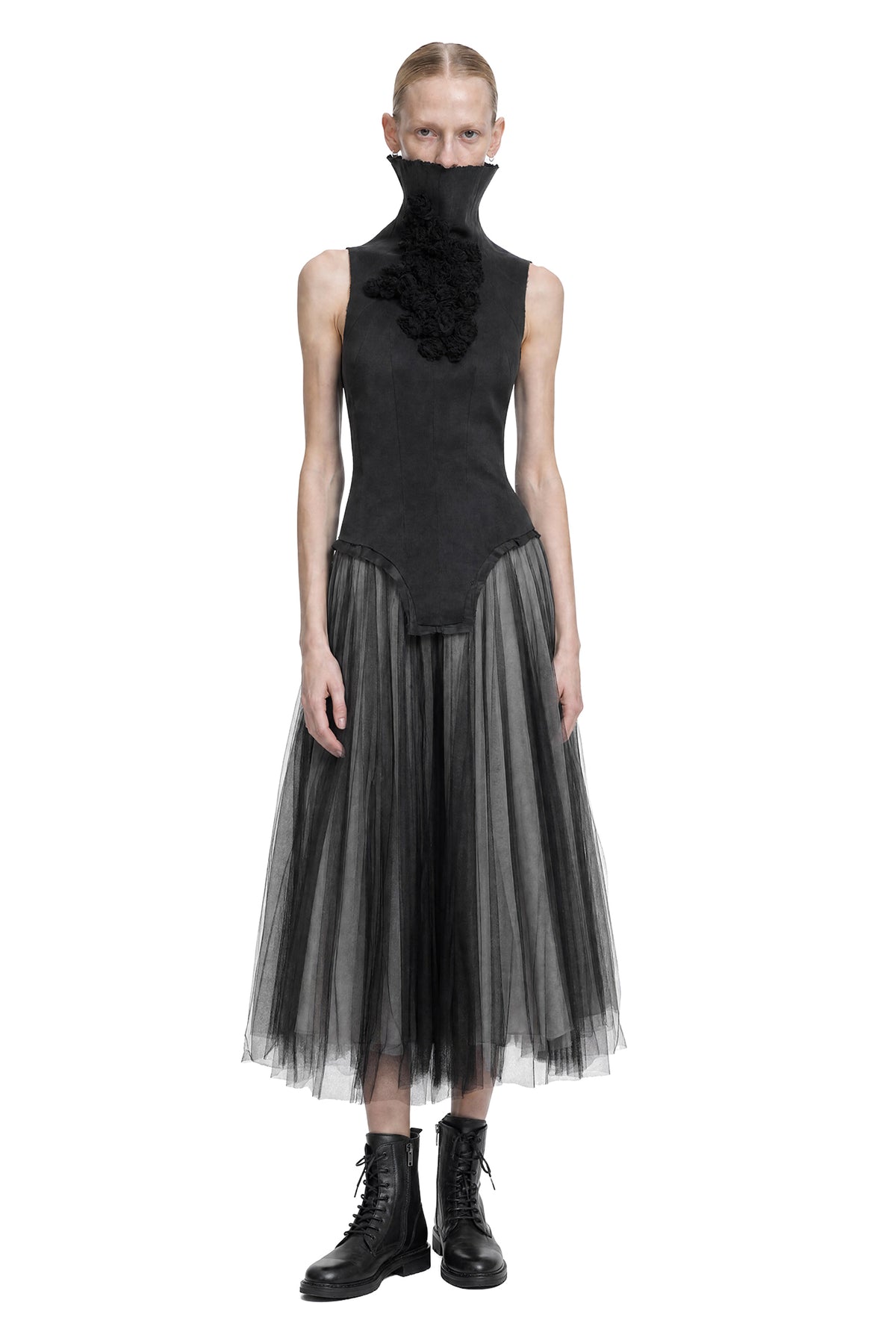 MARC LE BIHAN Turtleneck Corset Silk Top woman