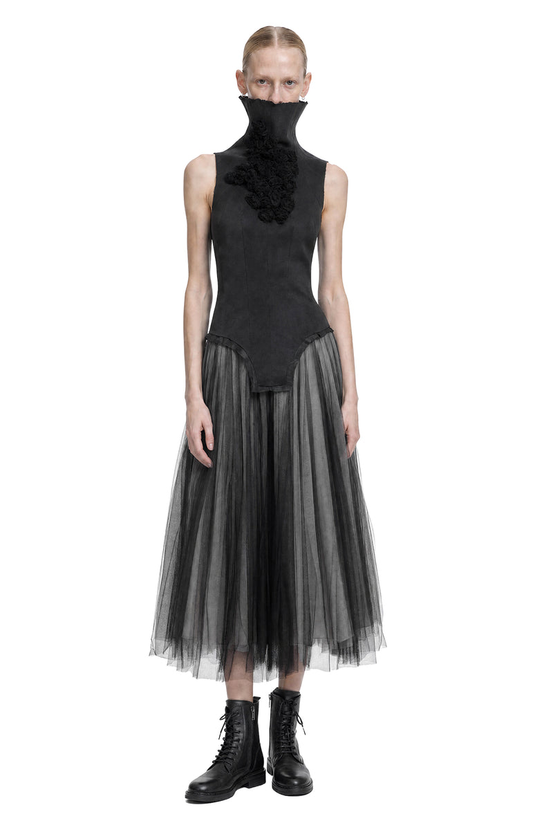 MARC LE BIHAN Turtleneck Corset Silk Top woman