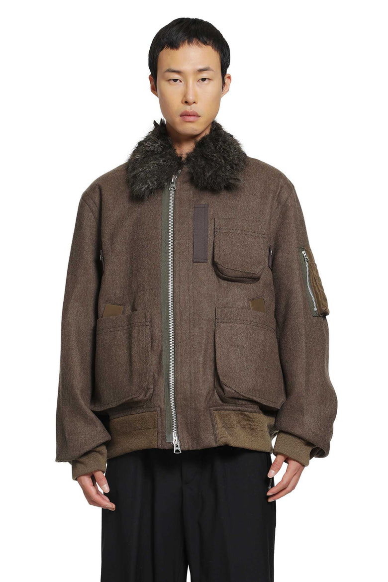 SACAI Wool Melton Blouson Jacket man