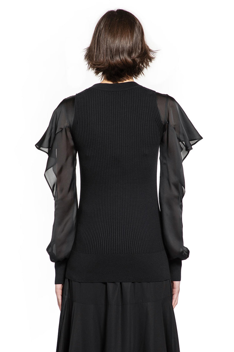 SACAI Satin x Cotton Knit Sweater woman