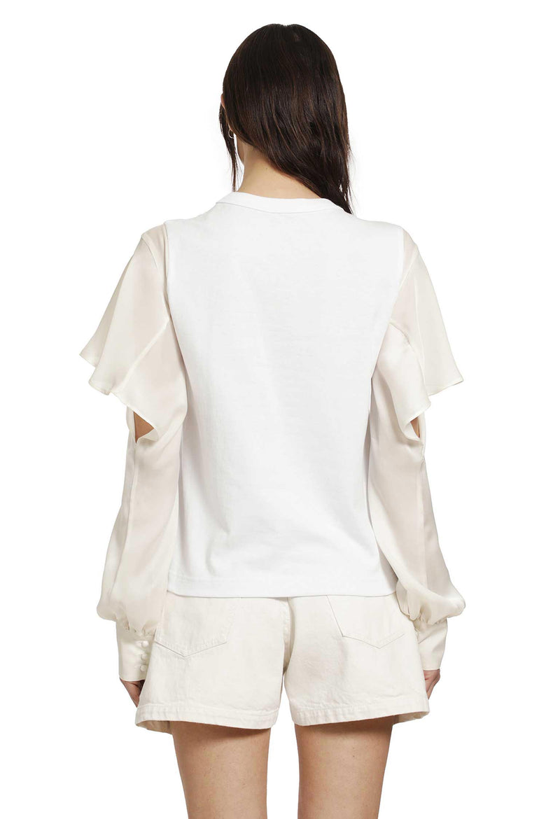SACAI Satin x Cotton Jersey T-Shirt woman