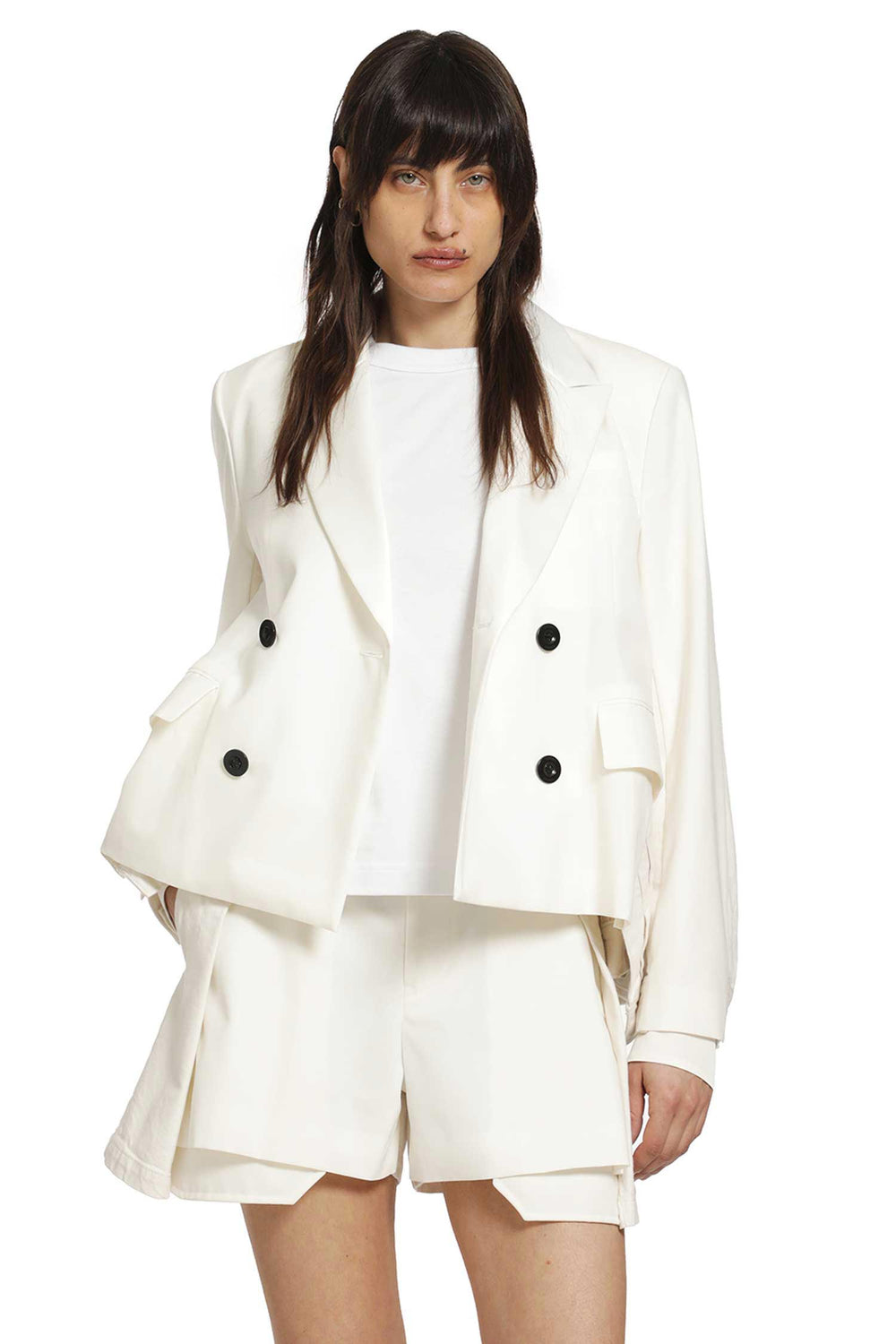 SACAI Wool Suiting x Denim Blazer woman